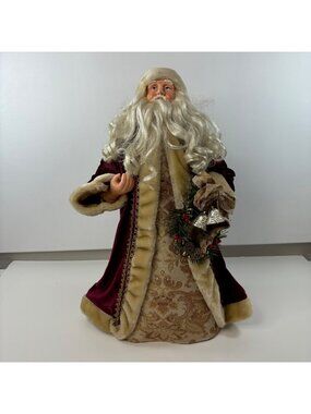 Tabletop Christmas 24" Santa Claus Decoration Velvet Robe Faux Fur